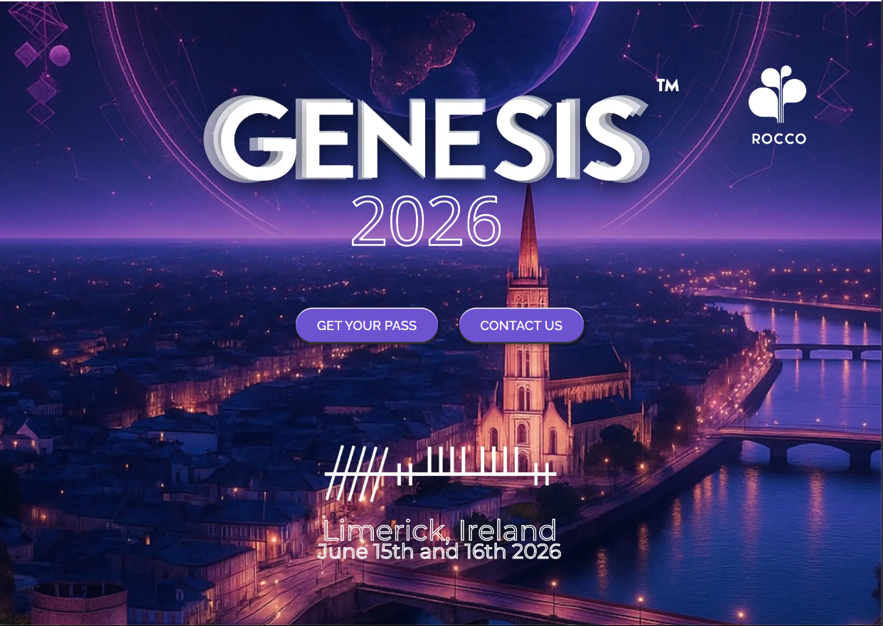 ROCCO Genesis 2026 event graphic, Limerick, Ireland, June 15th and 16th 2026.